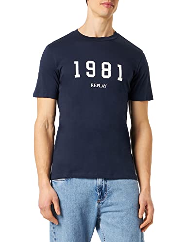 Replay T-shirt męski, 085 niebieski, L