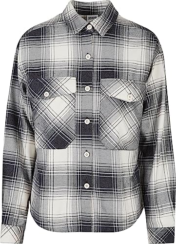 Urban Classics Damska koszula oversized Check Shirt damska koszula z długim rękawem czarna/biała Basics, Streetwear, Whitesand/Black, 3XL