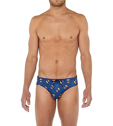 Hom Marcello Swim Briefs, letni nadruk na granatowym tle, M męskie, Letni nadruk na tle morskim, M