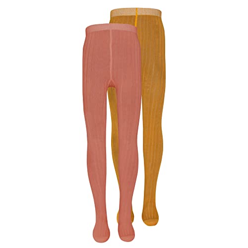 EWERS Rajstopy dla niemowląt i dzieci, prążkowane, dwupak, rajstopy z bawełny, dla chłopców i dziewczynek, Made in Germany, czerwony/żółty, 152/164 cm