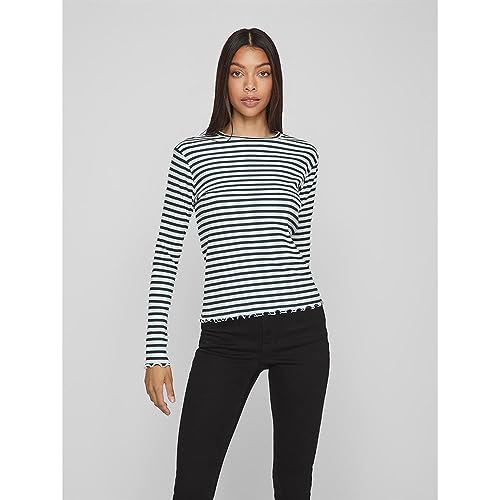 Vila VITHESSA O-Neck L/S Top - NOOS, Ponderosa Pine/Stripes:Cloud Dancer, XXL
