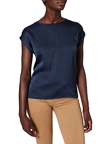 Vila Damska koszulka Viellette S/S Satin Top/Su-Noos, Marynarka marynarska, 44