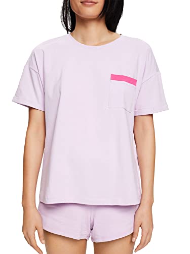 ESPRIT Damska koszulka bawełniana Holiday Nw Ocs S.Shirt Ss górna część piżamy, fioletowy, 34 PL