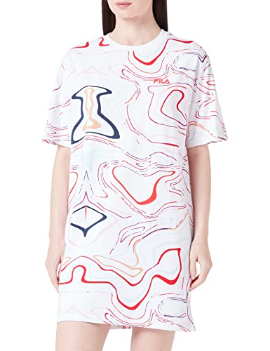FILA Damska sukienka surprise White Colour Waves AOP, XS, White Colour Waves Aop, XS