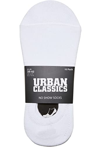 Urban Classics Unisex No Show skarpety 10 sztuk, białe, 39-42