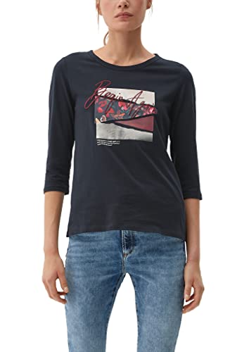 s.Oliver T-shirt damski, niebieski placed print, 36, Niebieski nadruk, 36