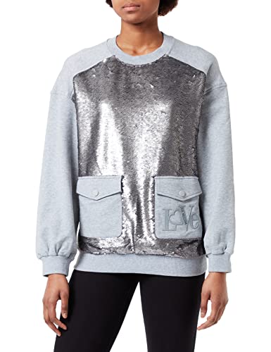 Love Moschino Damska bluza z cekinami, Melange Light Gray, 40