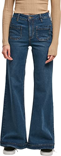 Urban Classics Damskie spodnie jeansowe w stylu vintage, Głęboki niebieski sprany, 58