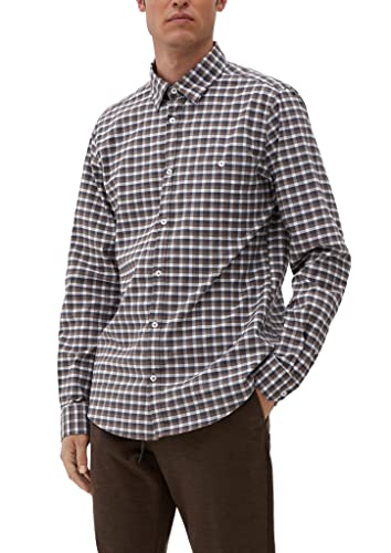 s.Oliver Męska koszula w kratę ze stretchu bawełnianego, brązowy, L