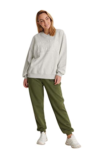 NA-KD Damski sweter z dekoltem w serek, Szary Melanż, XS