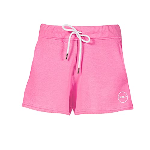 GSA Damskie szorty z bawełny organicznej, plisowane bermudy, różowy, L