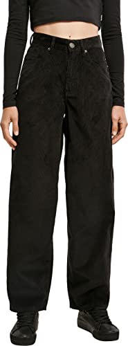 Urban Classics Damskie spodnie damskie, wysoki stan, 90´S Wide Leg Corduroy Pants, czarne, 27