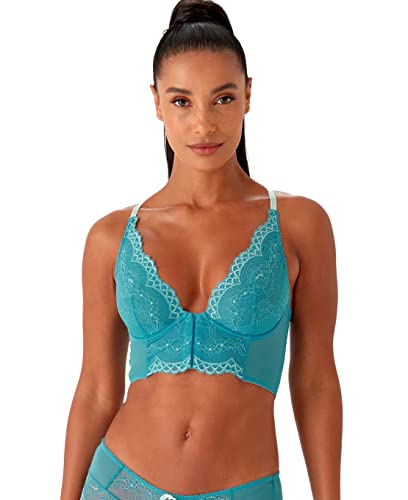 Gossard Damski biustonosz Superboost Koronkowy Głęboki V Bralet Biustonosz Ocean Blue, 34DD, Błękitny ocean, 75E