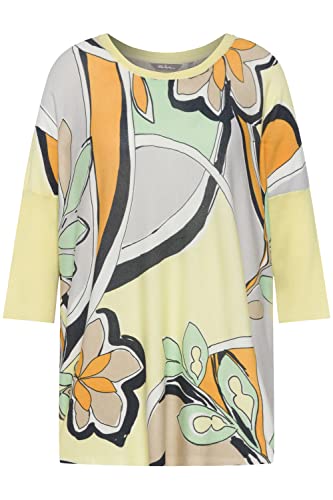 Ulla Popken Damski sweter z nadrukiem oversize, cytryna, 62-64