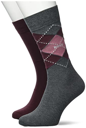 BOSS Męskie 2P RS Argyle CC średniej wysokości skarpety z mieszanki bawełny, dwupak, Medium Grey31, 43-46 EU