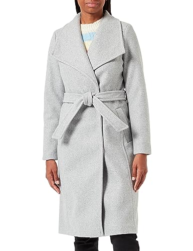 Bestseller A/S Damski płaszcz VMPAULA FIE Long Coat NOOS, Light Grey Melange, S, Light Grey Melange, S