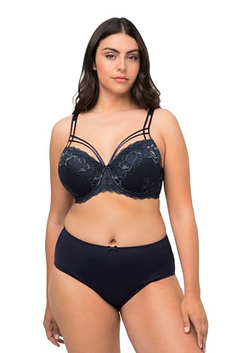 Ulla Popken Damski biustonosz z fiszbinami, miękki kubek, Crossed Straps, niebieski (nachtblau), 100E