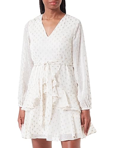 faina Sukienka damska z haftem 19227379, biała wełna ze złotymi kropkami, L, Biała wełna ze złotymi kropkami, L