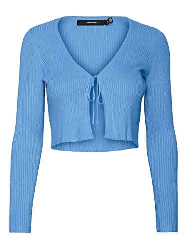 VERO MODA Damski sweter z dzianiny VMGLORY Rib LS TIE String Cardi GA NOOS, Little Boy Blue, S