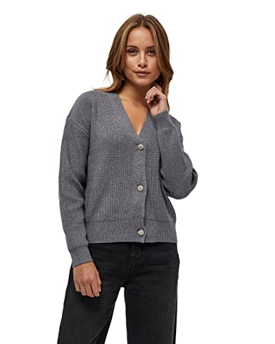 Minus Damski krótki kardigan, 112 jasnoszary melanż, S