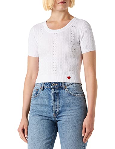 Love Moschino Damski, Cropped Top, Optical White, 48, optical white, 48