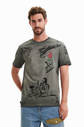Desigual Męski T-shirt TS_Marcelo 2007 Middle Gray, czarny, S, czarny, S