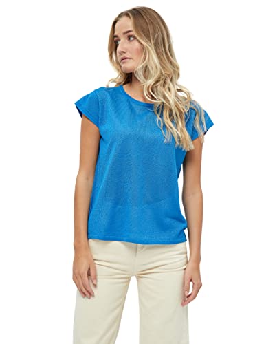 Minus Damska koszulka z dzianiny Carlina, niebieski oceaniczny lurex, XXL, Ocean Blue Lurex, XXL