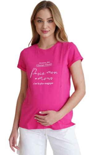ToBe Damska koszulka Maternity Basic z bezpłatnym nadrukiem sylwetki, 3180041-75, Crimson, M, karmazyn, M