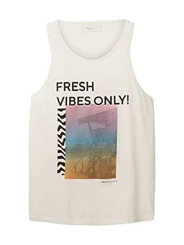 TOM TAILOR Denim Męski letni tank top, 12906 - Wool White, XS