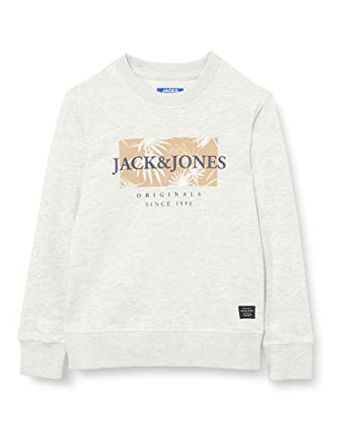Jack & Jones Junior Bluza chłopięca Jorcrayon Sweat Crew Neck Jnr, bia?y melan?, 140