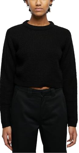 Urban Classics Damska bluza damska Short Waffle Sweater Black S, czarny, S