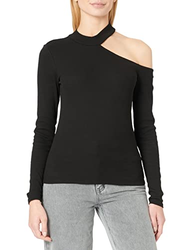 ONLY Onlnew Ina L/S Cut Out Top Box JRS koszulka damska, Czarny/szczegóły: one otwarte ramię, L