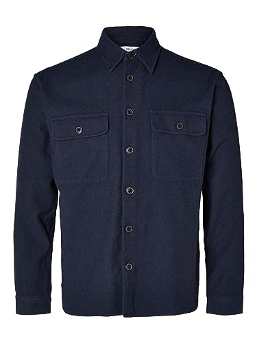 SELECTED HOMME męska koszula rekreacyjna SLHMASON-Twill Overshirt - Relaxed Fit, granatowy blezer, XL