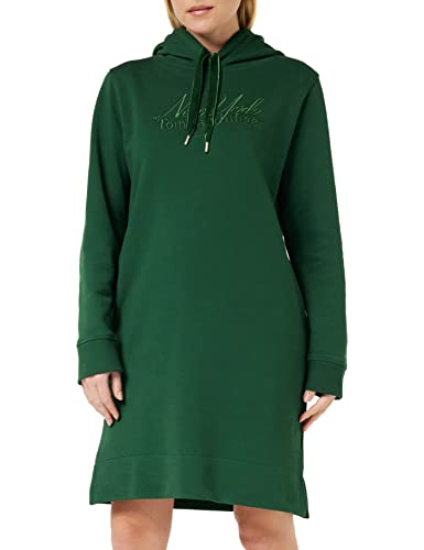 Tommy Hilfiger Damska bluza z kapturem REG VLVT krótkie sukienki z kapturem DRS LS Prep Green, XL