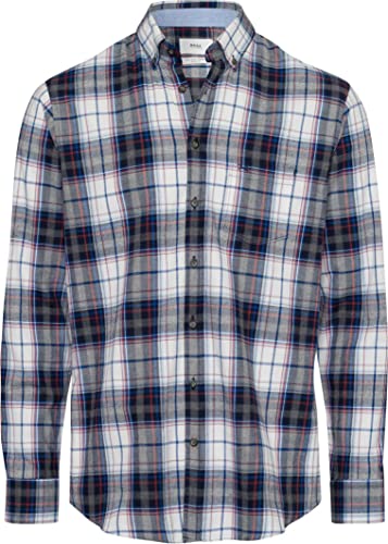 BRAX Męska koszula w stylu Daniel C Light Flanell w kratkę, koszula flanelowa, burned RED, S