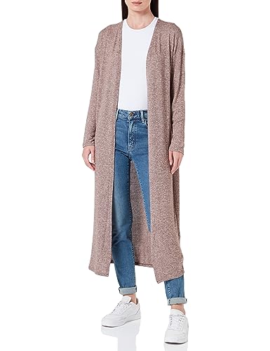 VERO MODA Damski sweter z dzianiny VMBRIANNA LS Open Calf Cardigan Boo, Brązowy soczewka/szczegóły: w kolorze brzozy melanż, XS