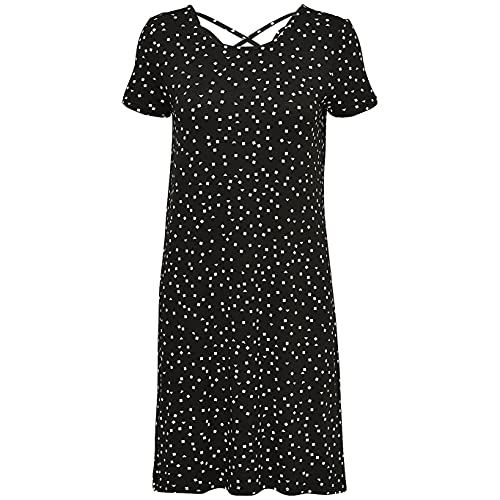 ONLY Onlbera Back Lace Up S/S Dress Jrs Noos Sukienka Kobiety, Czarny/Aop:trójkątny kwadratowy, XXS