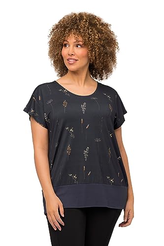 Ulla Popken Damska koszulka do jogi, z szerokim pasem, oversize, antybakteryjna, ciemny indygo, 58/60