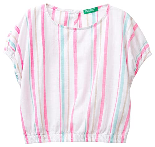 United Colors of Benetton Koszula męska 5JKCCQ01I, Biały Fantasy w paski 910, S Dziewczynka, Biały Fantasy W Paski 910