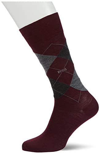 BOSS Męskie skarpety John Rs Argyle Wo Regular Socks, Dark Red604, 39-42 EU