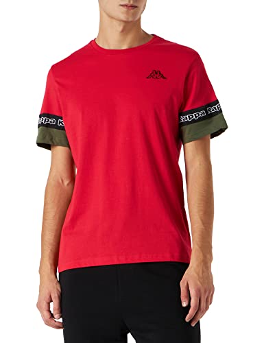 Kappa Męski T-shirt z logo Baxum, czerwony/czarny, XL, czerwony/czarny, XL
