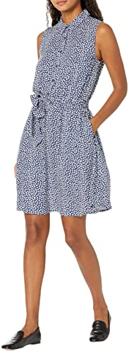 Amazon Essentials damska tkana bluzka bez rękawów, granatowa/biała, płatkowa, L