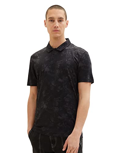 TOM TAILOR Denim Męska koszulka polo, 31892-Black Soft Batik Print, M 1036400, 31892 - Black Soft Batik Print, M