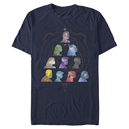 Marvel Unisex The Eternals-Silhouette Heads Organic Short Sleeve T-Shirt Navy Blue, S, granatowy, S