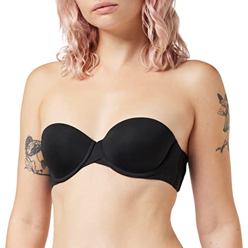 Calvin Klein Damski Biustonosz Bez Ramiączek Light Lined Strapless z obręczami, Czarny, 38DD