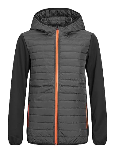 Jack & Jones Junior Chłopięca kurtka JJEMULTI pikowana kurtka NOOS JNR, asfaltowa/szczegóły: czarne rękawy, 152, Asphalt/Detail:black Sleeves, 152