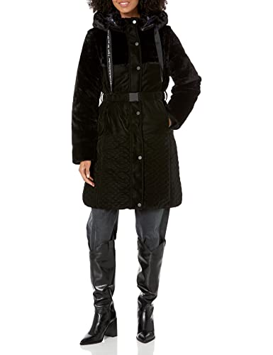 Desigual Damski długi płaszcz z podszewką, czarny, XL