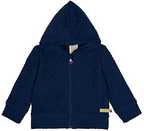 loud + proud Unisex dziecięca kurtka frotte, w kropki, certyfikat GOTS, ultramaryna, 122/128, Ultramaryna, 122-128