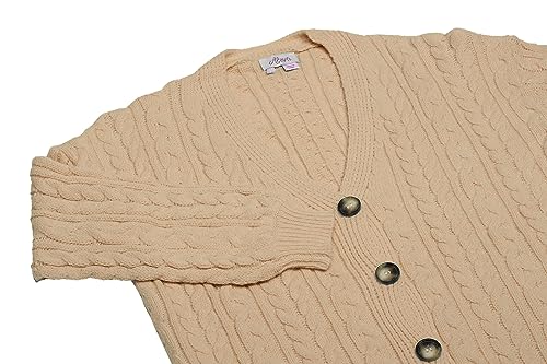 Aleva Damski luźny dzianinowy kardigan z długimi rękawami i dekoltem w kształcie litery V akryl beżowy rozmiar XS/S, beżowy, XS