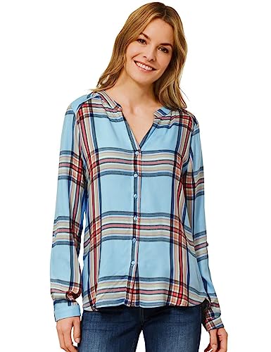 Cecil Damska bluzka z długim rękawem B343591 w kratkę, Faded Blue, M, Faded Blue, M